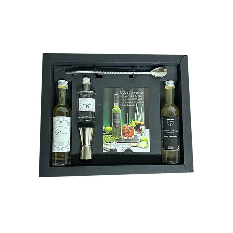 Coffret cocktail - Liqueurs de verveine, gin et accessoires + 7 recettes